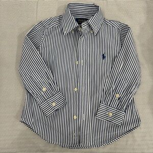 2T Ralph Lauren Kids Navy Striped Button Down Shirt